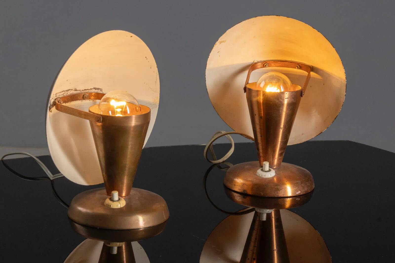 Table lamps, mid-century copper mushroom shape, Vladimír Havel Kovona 1960s