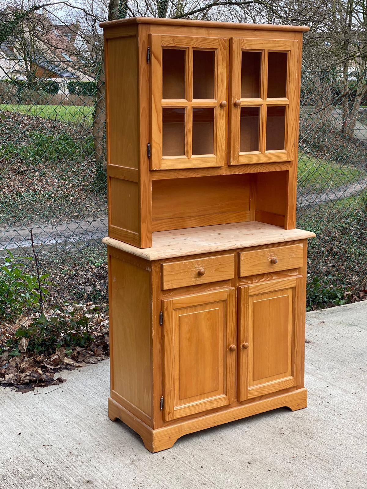 2-part solid wood buffet display cabinet kitchen storage cabinet 94cm