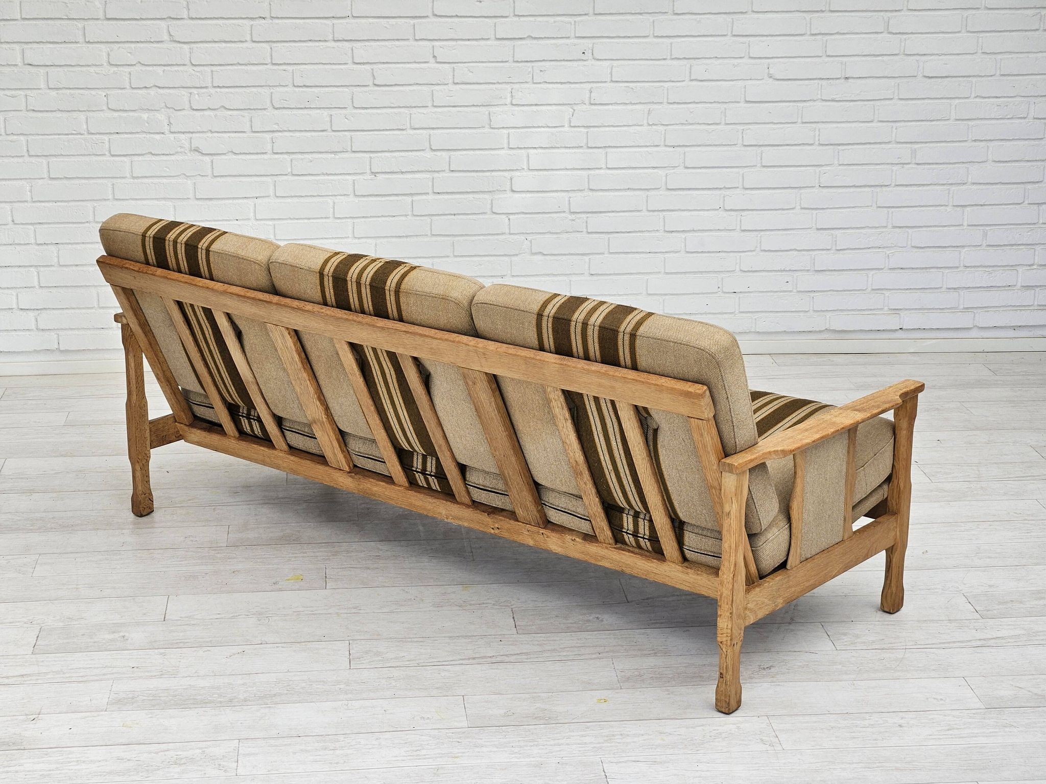 1970s, Danish 3 seater sofa, original very good condition, wool, oak.
