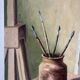 Artist studio, oil on canvas signed D Funes.