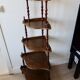 Vintage 5-Tier Corner Shelf on Legs, Turned Wood