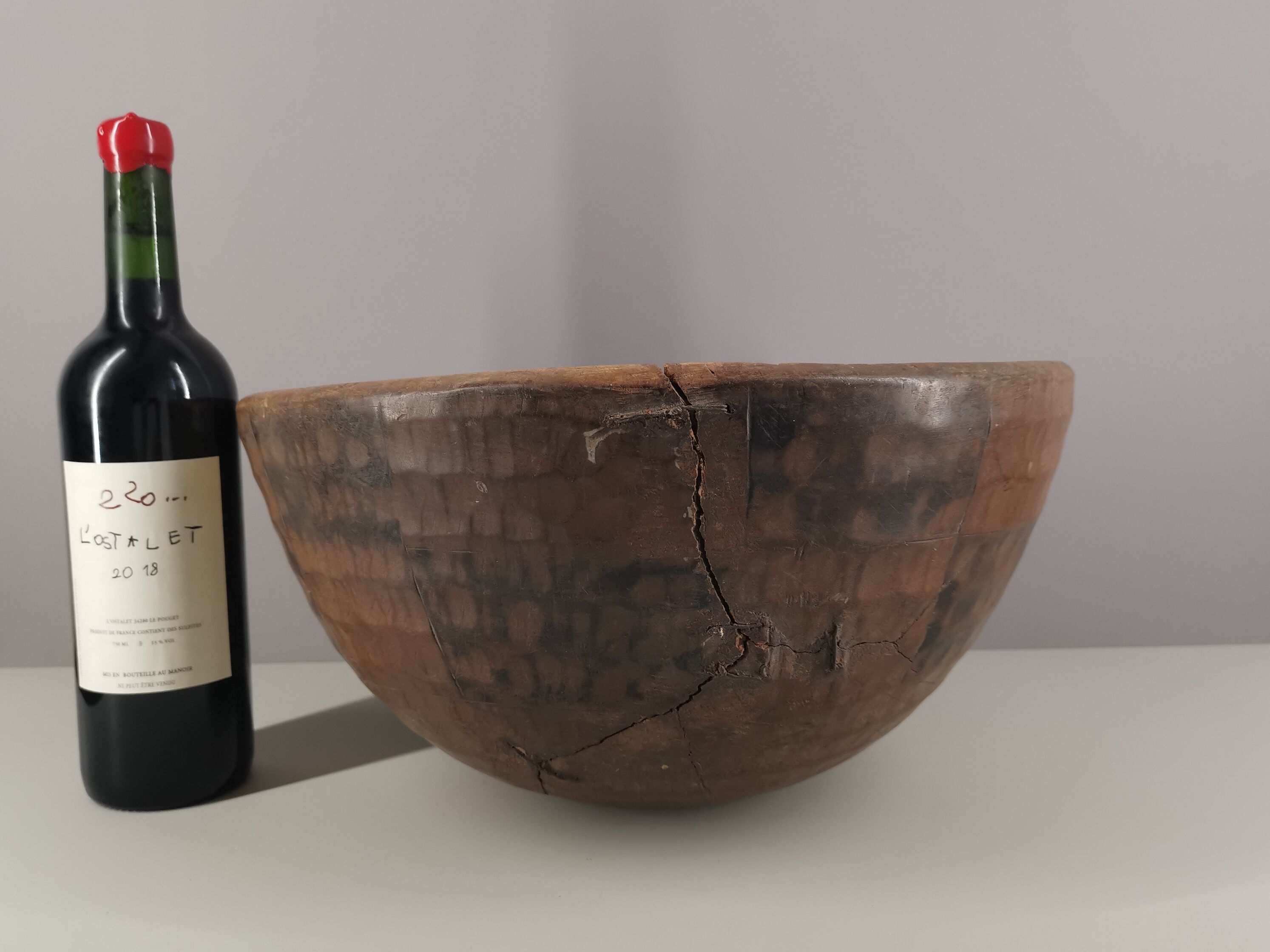 Ancient peulh calabash african art primitive arts vintage / africa / mid-century