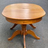 Round oval farmhouse table in solid pine wood, extendable 200cm