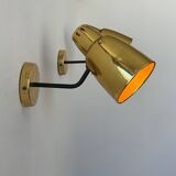 Pair of vintage adjustable wall lights, brass, France 1960