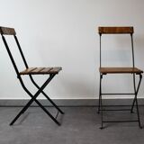 Pair of foldable bistro chairs, France, 1930
