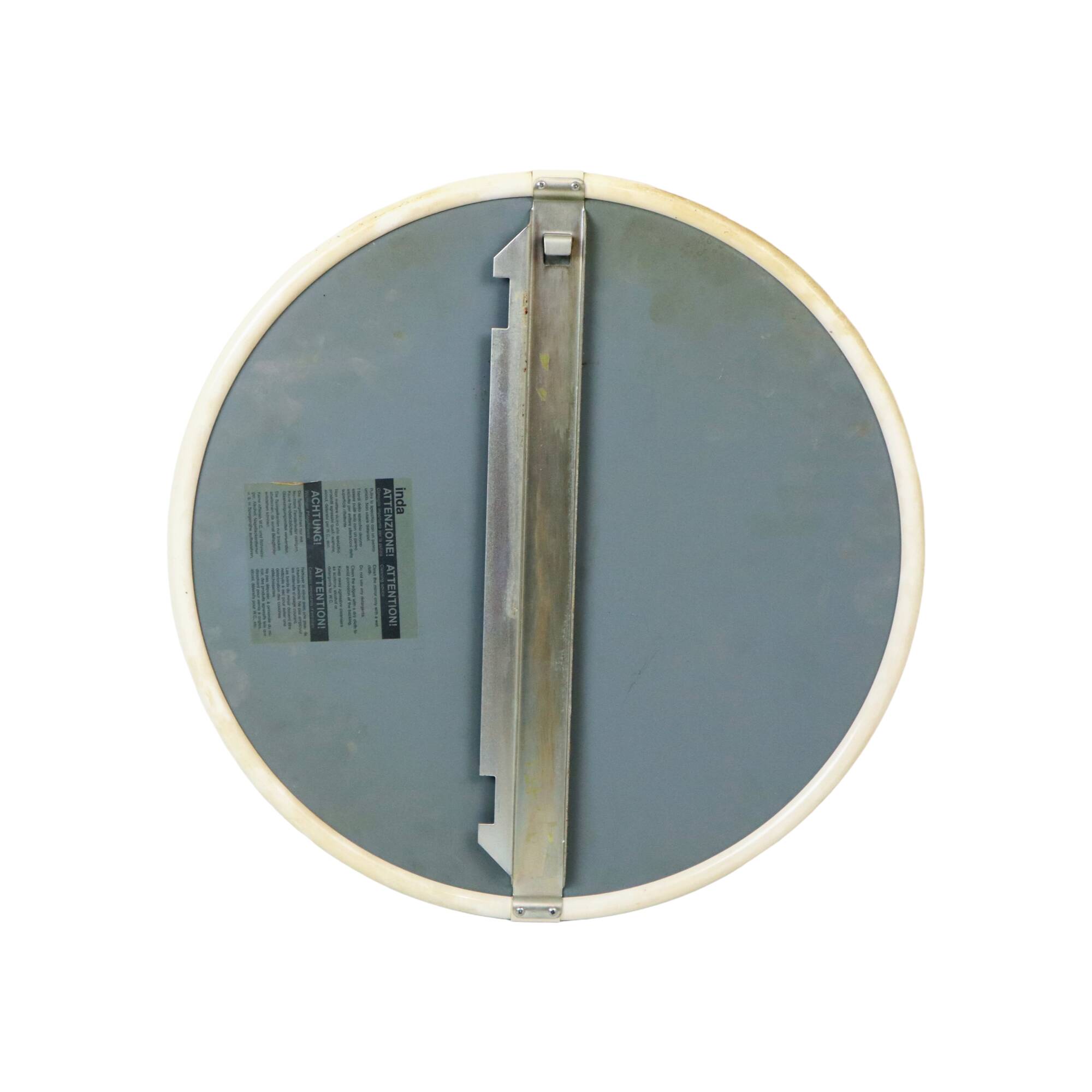 Miroir rond années 1960 vintage inda italie plastique blanc 46cm