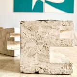 Pair of travertine candlesticks by Fratelli Mannelli, 1970