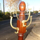Coat rack known as "Parrot" in mahogany and bronze, circa 1950