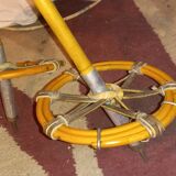 Pair of vintage wooden Skis and their poles + shoes.