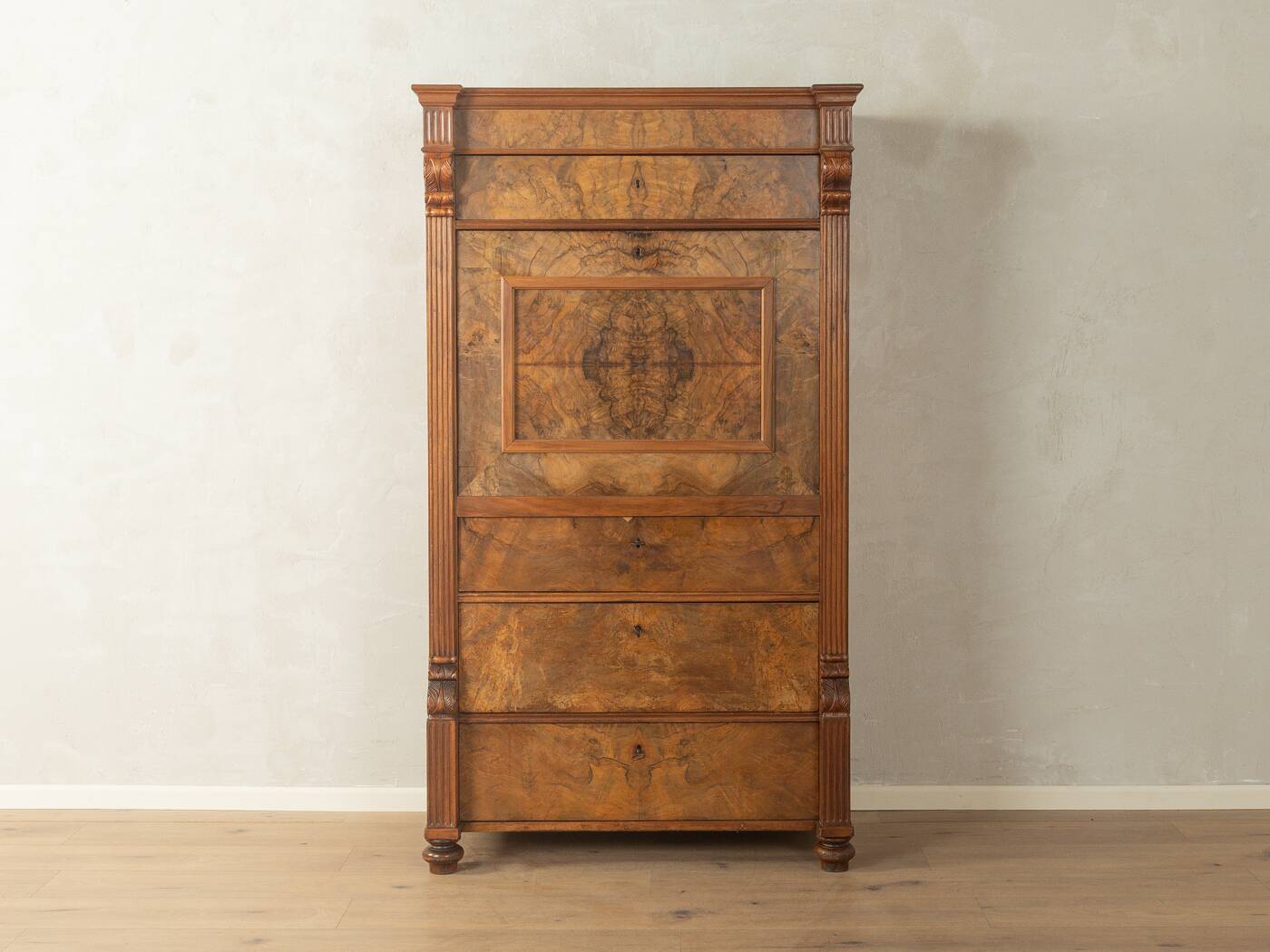 Antique secretary desk from the 1880s, walnut, restored