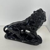 Polished Black Terracotta Lion Art Deco Italian, 1930s