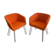 Paire de fauteuils orange 1970
