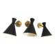 Set of three Italian wall lights in brass and lacquered iron, 1950s design