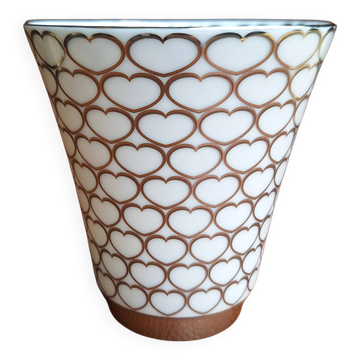 HAVILAND Limoges porcelain Gold & White Vase pot ONZE DE COEUR hand-decorated
