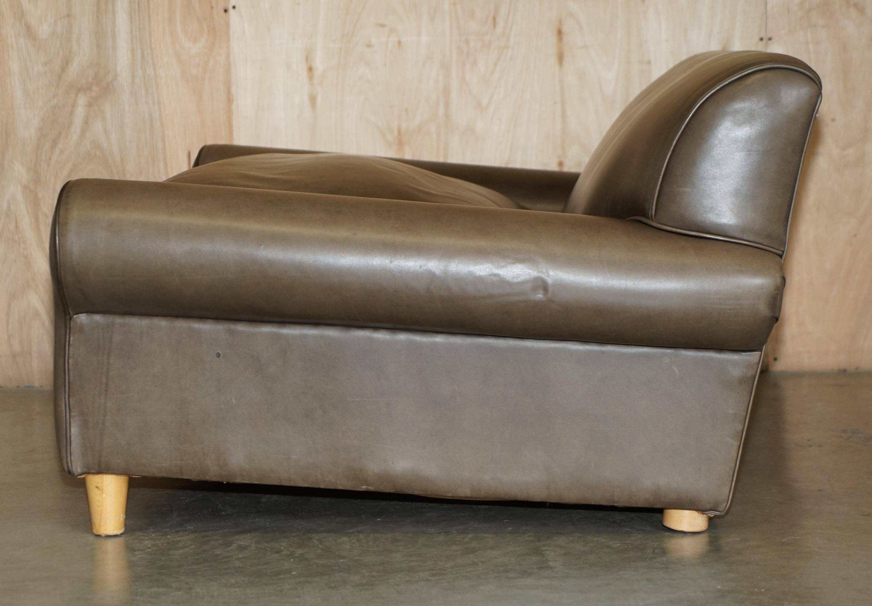Large leather loveseat by Terence Conran