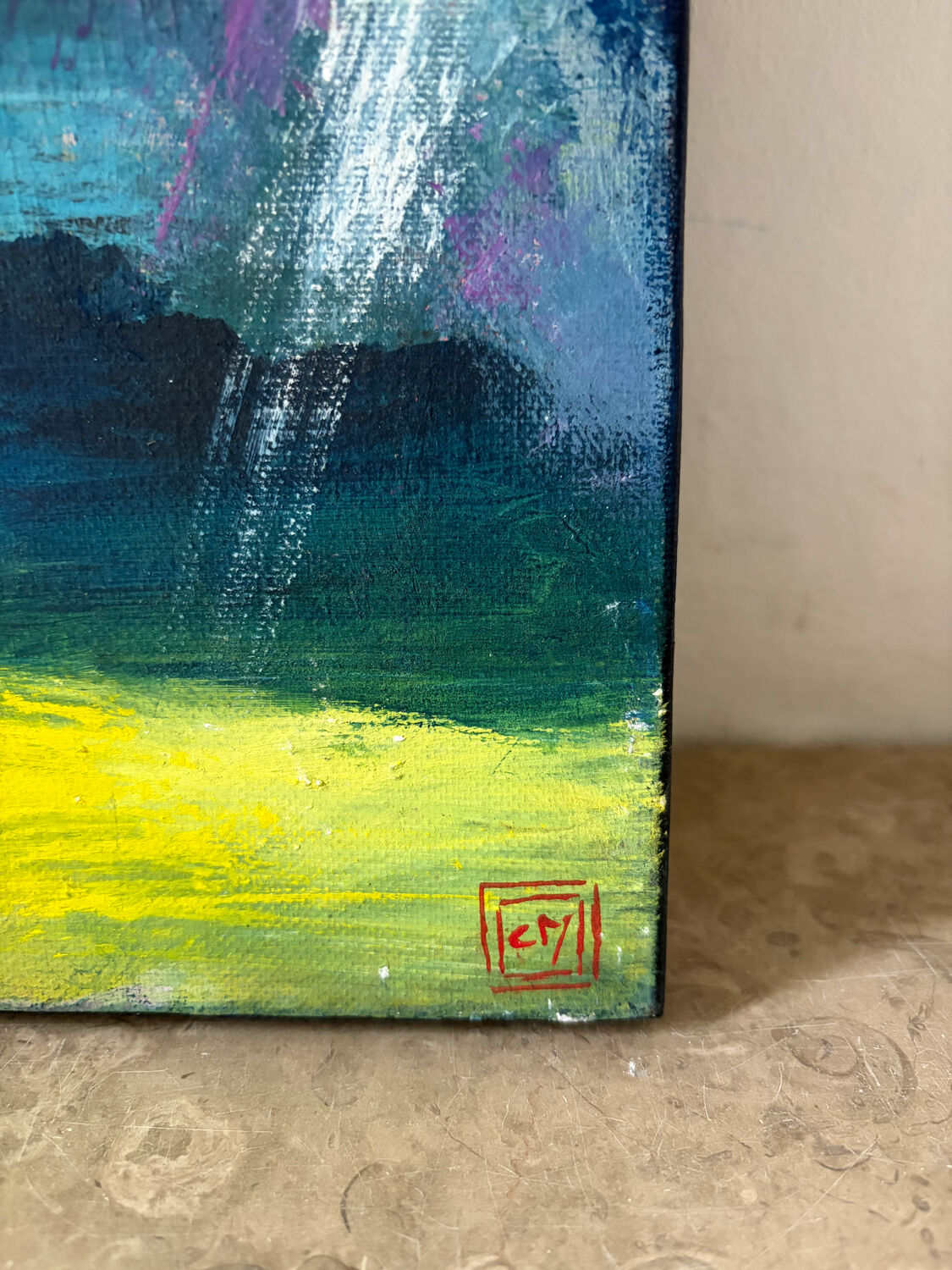Abstract, oil on canvas signed Christian Mallet 2002