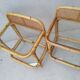 Paire de chevets vintage rotin et verre