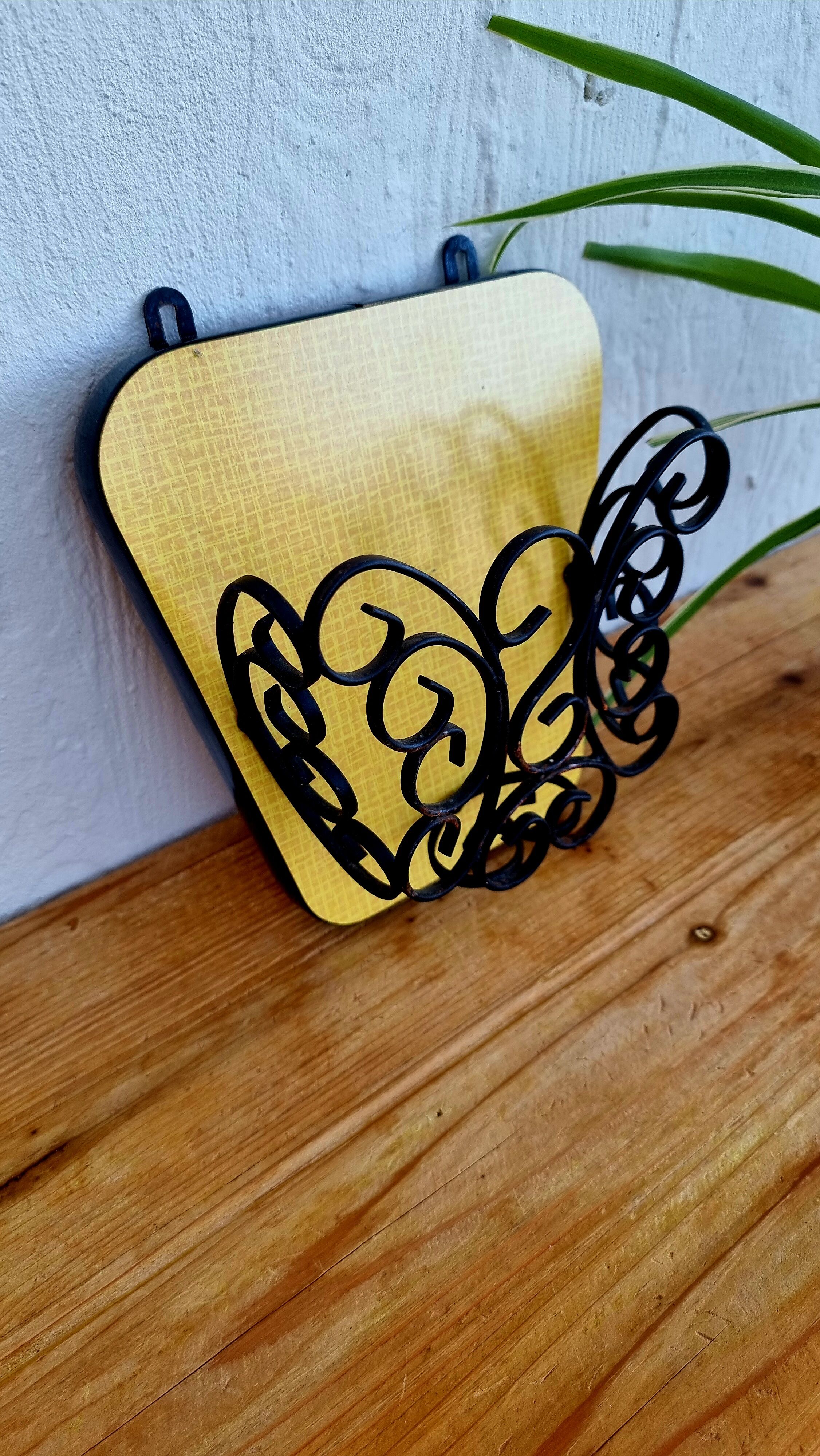 Vintage yellow formica wall storage