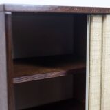 Wenge and raffia sideboard. 1970s.