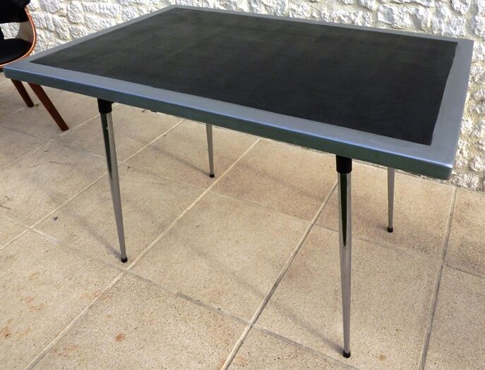 *Table with concrete top and industrial style stainless steel contour