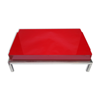 Table basse laquée rouge