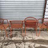 Set of 4 new Pedrali brand outdoor and indoor cordage armchairs with cushions