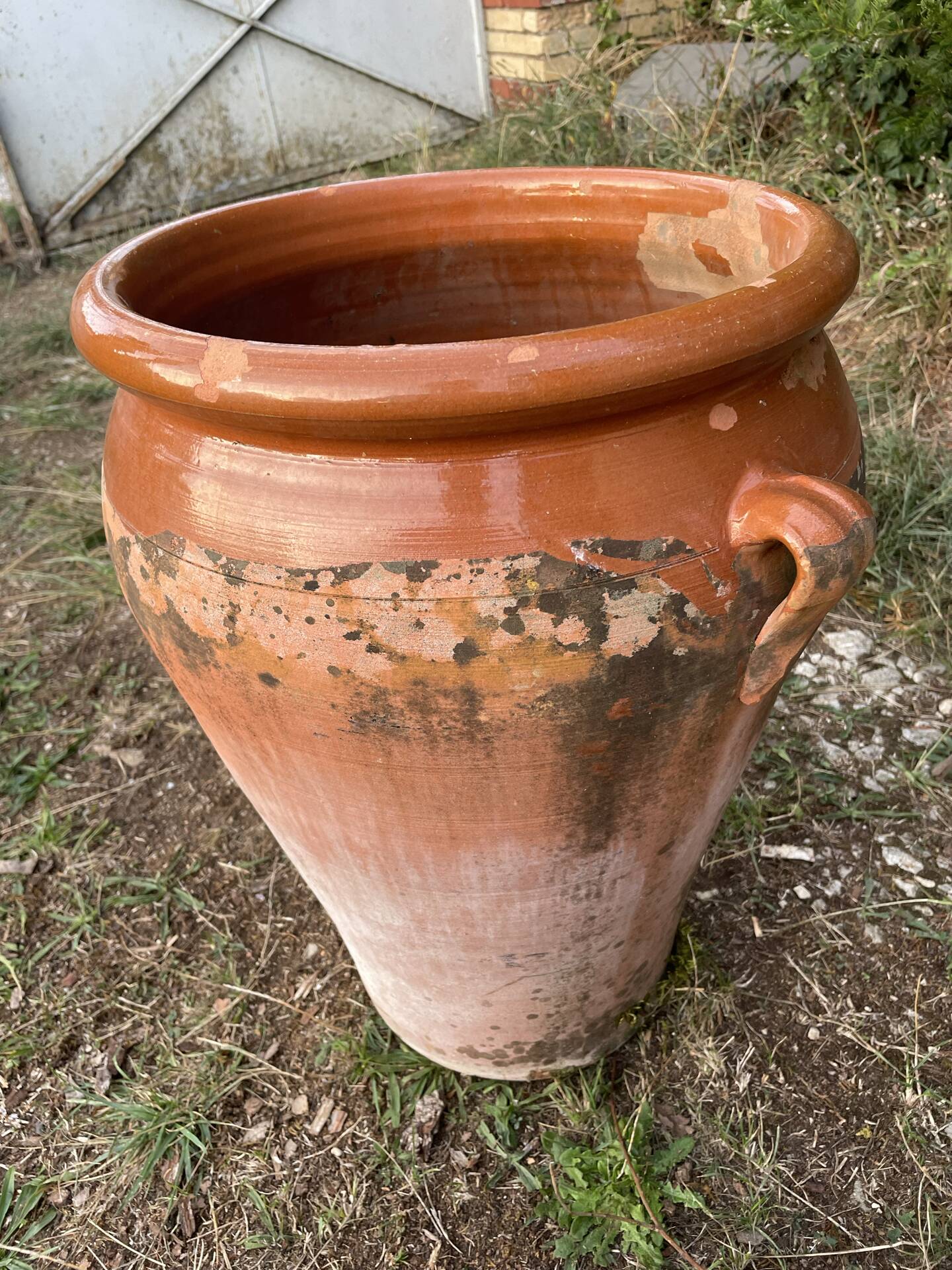 Large ancient jar in glazed terracotta – H. 56 cm