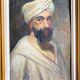 Old painting, portrait of a man with a turban, 20th century, signed