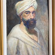 Old painting, portrait of a man with a turban, 20th century, signed