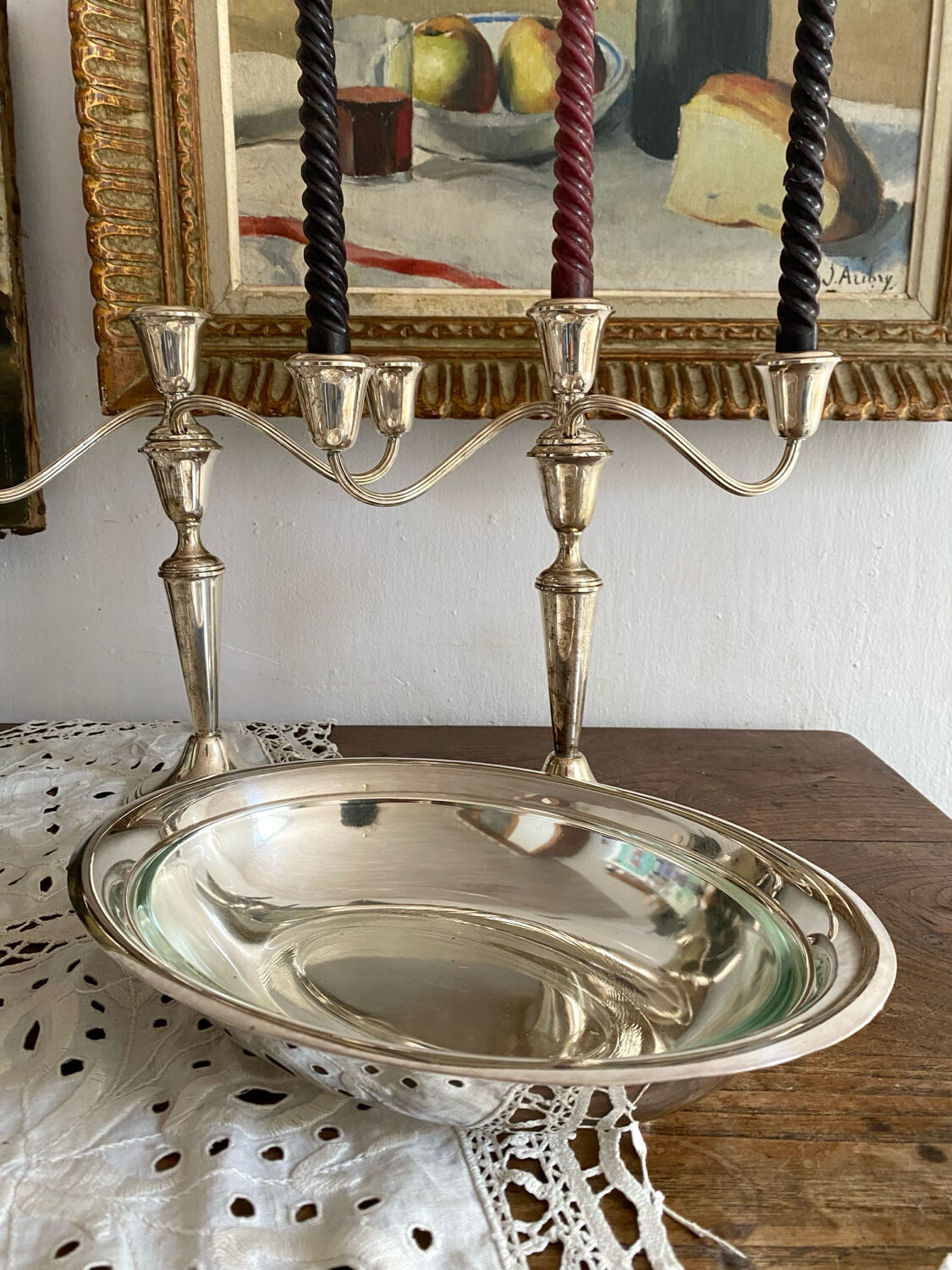 Silver oval serving dish