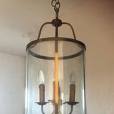 Large round lantern pendant in brass and glass