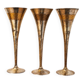 Set of 3 vintage silver-plated and gold footed cups.