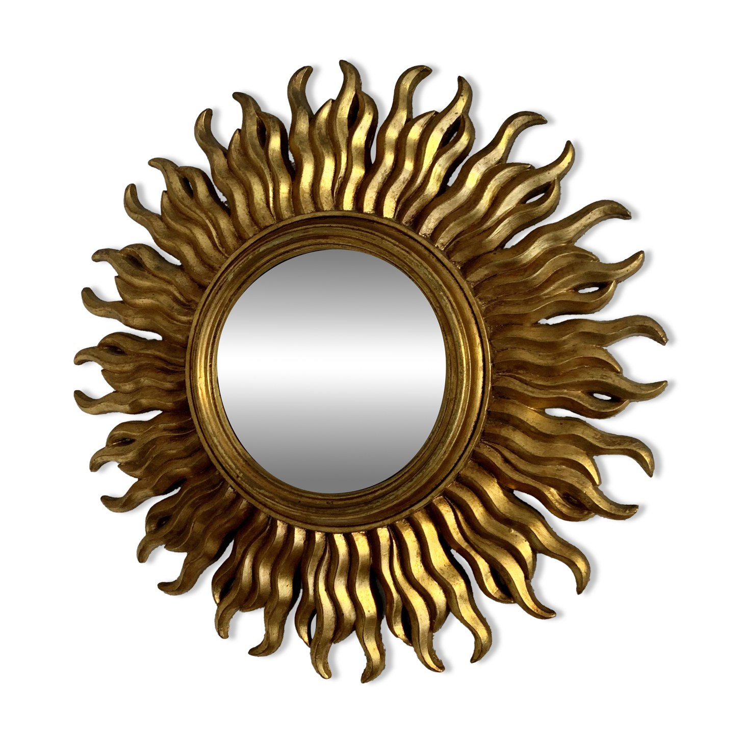 Vintage 1960 sun mirror witch's eye gold convex - 48 cm