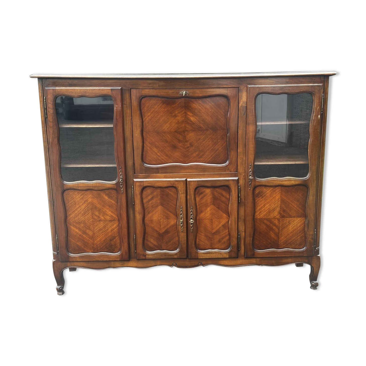 Sideboard, Louis XV style secretary in cherry wood, 1960s.