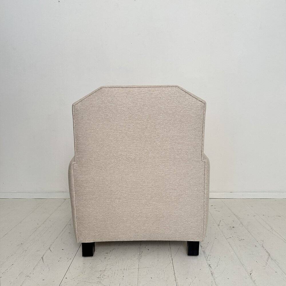 Vintage German Art Deco Armhair in White Fabric, 1920s