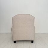 Vintage German Art Deco Armhair in White Fabric, 1920s