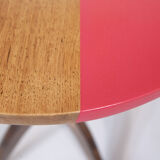 Bistro-style round table in rose solid oak and natural wood