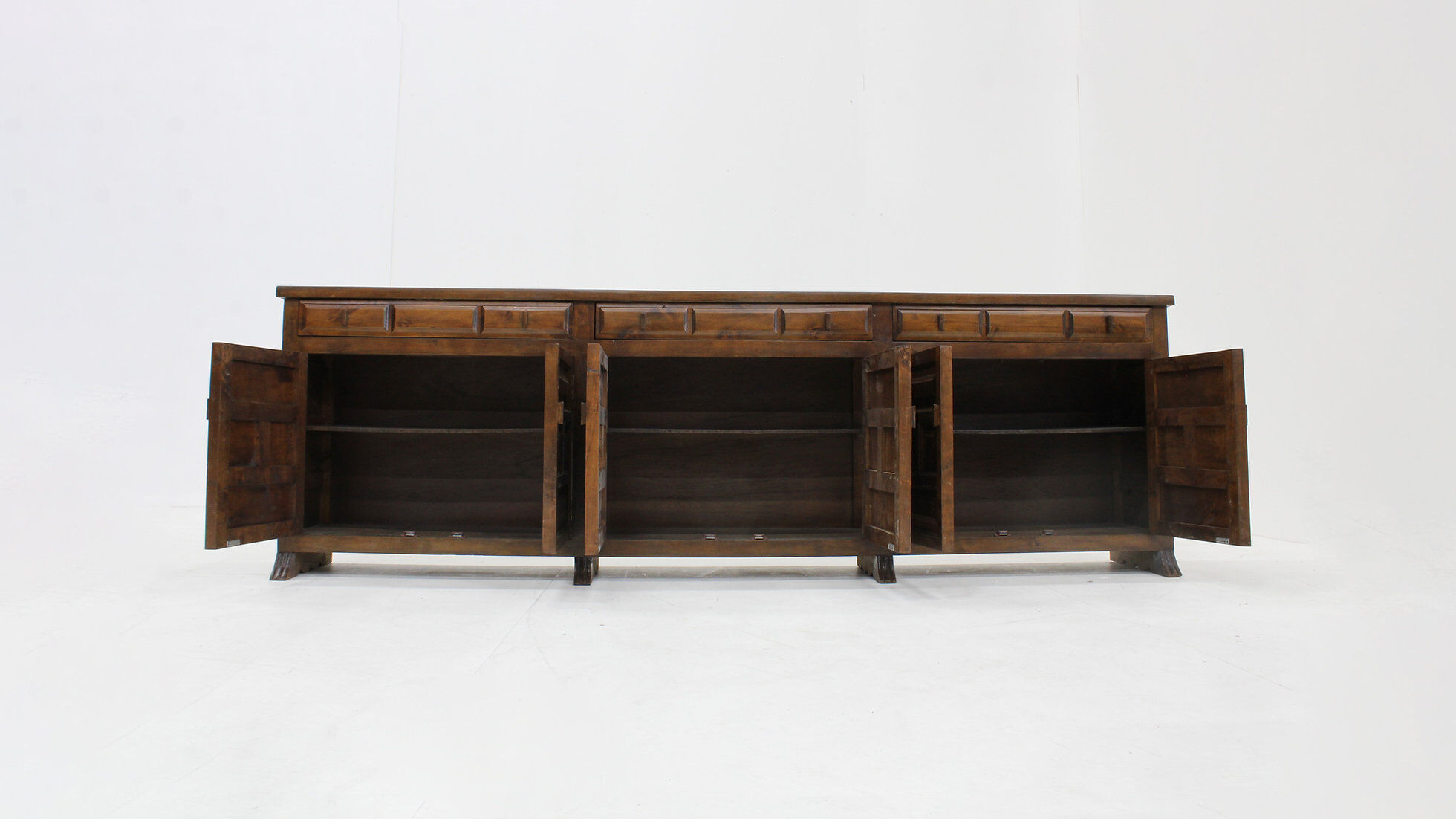 Vintage Spanish brutalist sideboard credenza 1970s