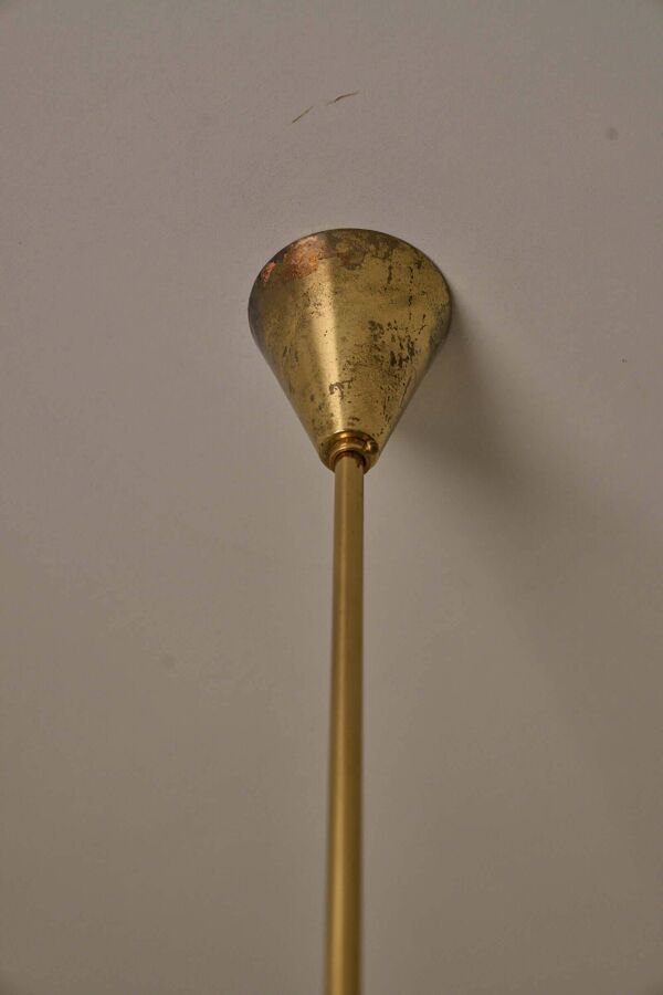 Lustre moderne du milieu du siècle en laiton et jaune