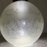 Engraved glass globe tulip oil lamp