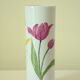 Tubular vase Limoges porcelain bucolic decoration hand painted signed