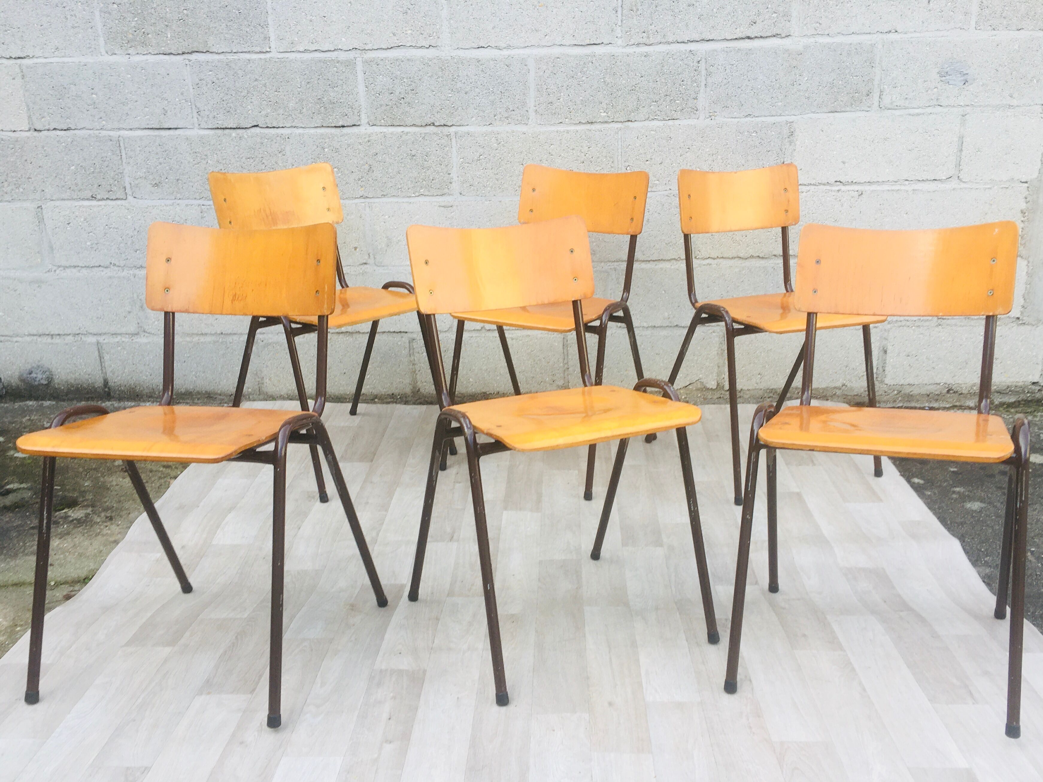 Set of 6 retro chairs in Vervoort wood