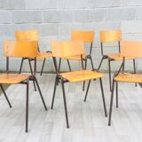 Set of 6 retro chairs in Vervoort wood