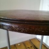 Table basse guéridon sellette vintage art déco tube métal plateau bois