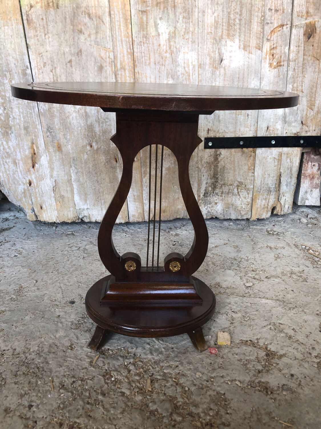 Fifth wheel side table violin wood vintage waffle tray