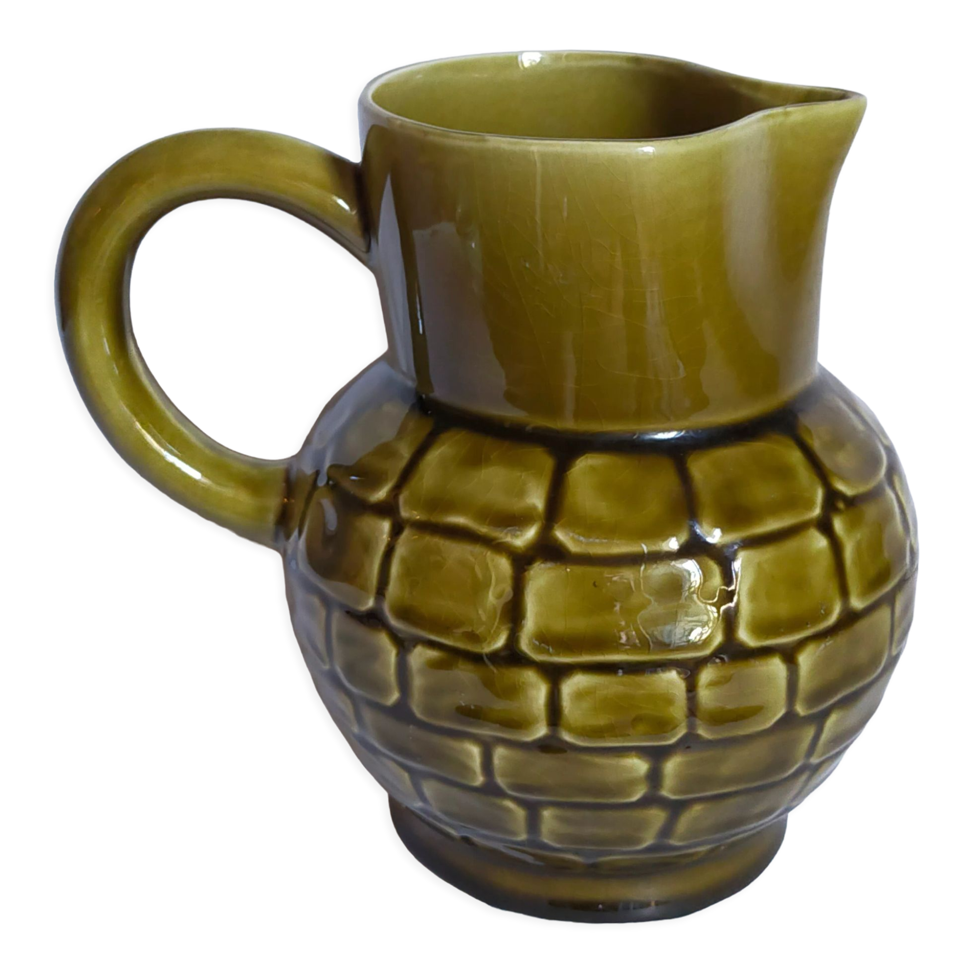 Bistro pitcher in vintage Sarreguemines earthenware
