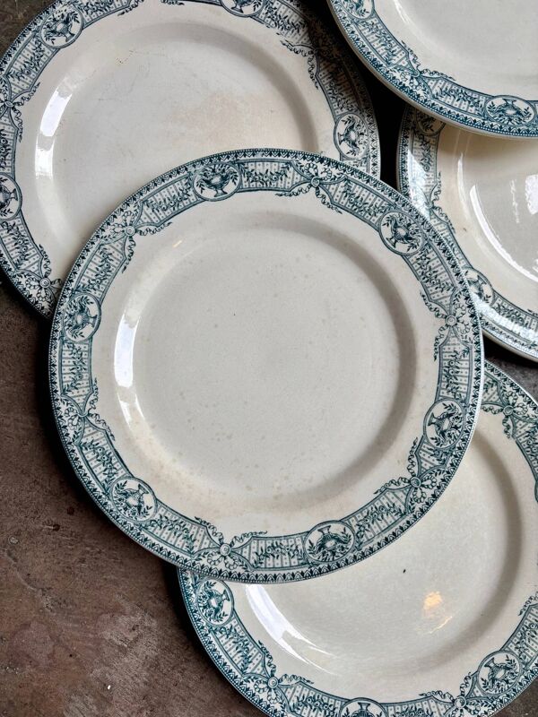6 assiettes plates Salins en terre de fer, service ''Directoire
