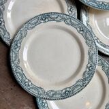 6 flat plates Salins in ironstone, "Directoire" service