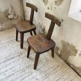 Pair of Aranjou elm “T” chairs