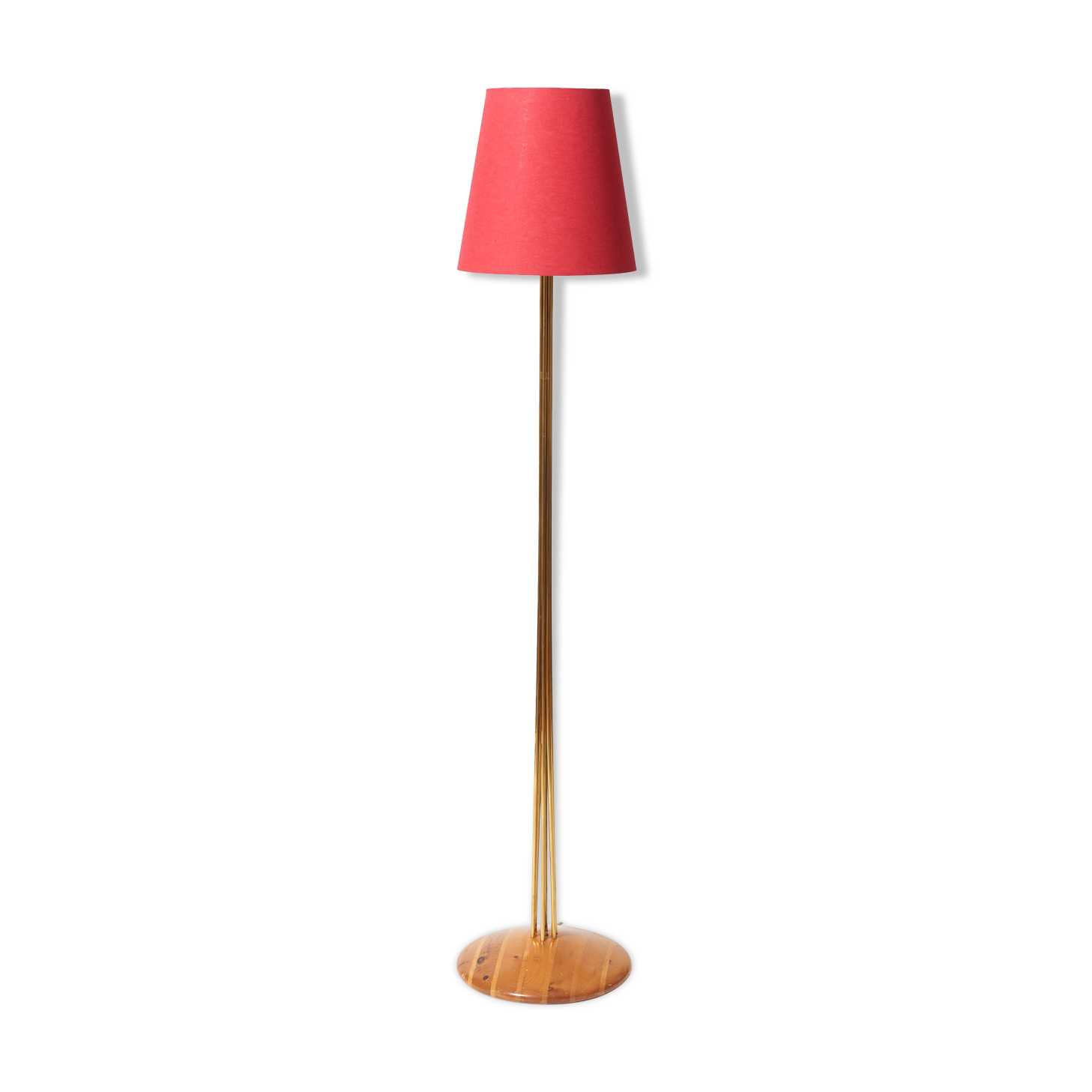 1950s floor lamp in light wood and brass